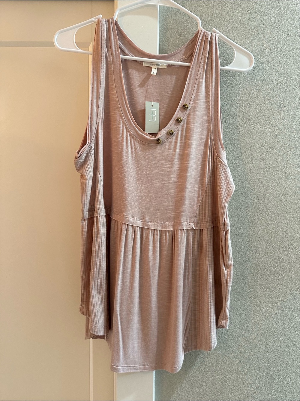 Maurices Blush Pink Cold-Shoulder Tank Top with Button Detail